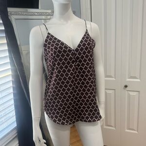 Express Brown and White Printed V-Neck Camisole